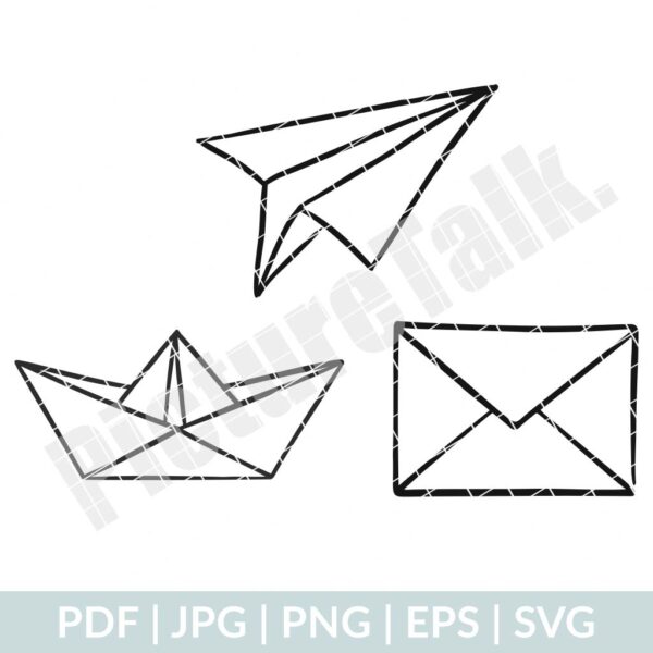 Papierflieger, Papierschiffchen, Kuvert | Print- & Plotterdatei